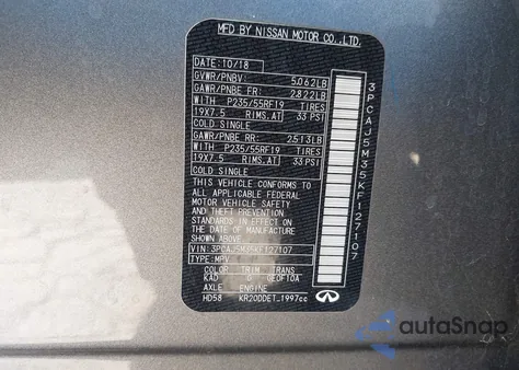 2019 Infiniti Qx50 Essential из США, поврежденный, VIN 3PCAJ5M35KF127107